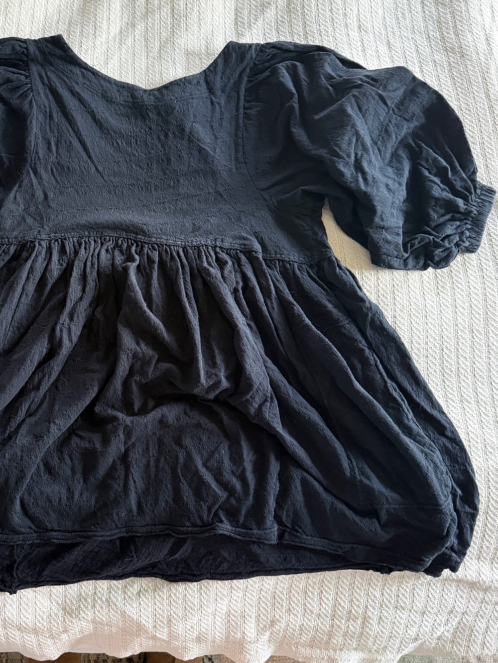 Free People Black Puff Sleeve Babydoll Dress